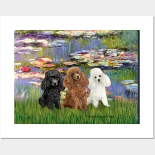 Lily Pond by Claude Monet Adapted to Feature Three Toy Poodles Posters and Art